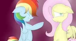 Size: 1120x600 | Tagged: safe, artist:ihakunamatata, derpibooru import, fluttershy, rainbow dash, pegasus, pony, cute, female, flutterdash, lesbian, shipping