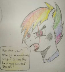 Size: 1163x1280 | Tagged: safe, artist:arcanelexicon, derpibooru import, rainbow dash, pegasus, pony, solo, traditional art