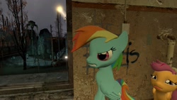 Size: 1920x1080 | Tagged: safe, rainbow dash, scootaloo, pegasus, pony, 3d, combine, gmod, half-life, strider