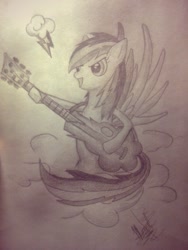 Size: 453x604 | Tagged: artist needed, source needed, safe, rainbow dash, pegasus, pony, guitar, solo