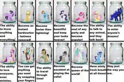 Size: 552x365 | Tagged: safe, derpibooru import, applejack, fluttershy, pinkie pie, rainbow dash, rarity, twilight sparkle, twilight sparkle (alicorn), alicorn, earth pony, pegasus, pony, unicorn, cyoa, mane six, pony in a bottle