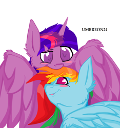 Size: 1936x2072 | Tagged: safe, artist:umbreon24, derpibooru import, rainbow dash, twilight sparkle, twilight sparkle (alicorn), alicorn, pegasus, pony, blushing, female, hair bite, lesbian, mare, resting, shipping, twidash