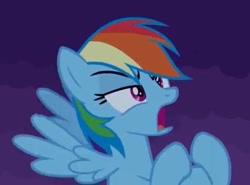 Size: 463x342 | Tagged: safe, screencap, rainbow dash, pegasus, pony, castle mane-ia, cropped, solo