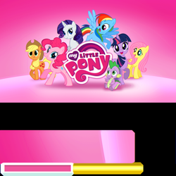 Size: 1024x1024 | Tagged: safe, derpibooru import, applejack, fluttershy, pinkie pie, rainbow dash, rarity, spike, twilight sparkle, dragon, earth pony, pegasus, pony, unicorn, gameloft, gameloft shenanigans, mane seven, mane six, my little pony logo, stock vector