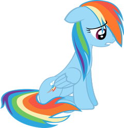 Size: 900x932 | Tagged: safe, artist:klaifferon, rainbow dash, pegasus, pony, female, mare, sad, simple background, solo, transparent background, vector, wet mane