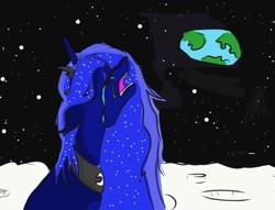 Size: 775x593 | Tagged: safe, artist:drunken bubblez, derpibooru exclusive, princess luna, alicorn, pony, earth, female, food, mare, moon, potato, solo