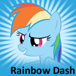 Size: 250x250 | Tagged: safe, artist:klaifferon, rainbow dash, pegasus, pony, blue coat, female, mare, multicolored mane, solo, spoilered image joke