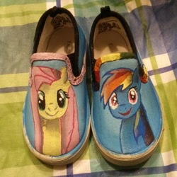 Size: 640x640 | Tagged: safe, artist:serenityssmiles, fluttershy, rainbow dash, pegasus, pony, clothes, custom, shoes