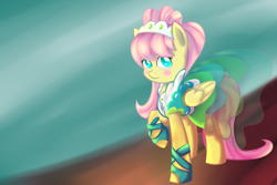 Size: 1024x682 | Tagged: safe, artist:dusthiel, fluttershy, pegasus, pony, green isn't your color, clothes, dress, modelshy, solo