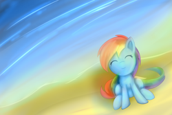 Size: 1024x683 | Tagged: safe, artist:dusthiel, rainbow dash, pegasus, pony, beach, ocean, solo