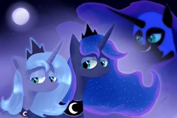 Size: 1280x854 | Tagged: safe, artist:moskowizki, nightmare moon, princess luna, alicorn, pony, female, lunar trinity, mare, s1 luna