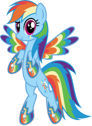 Size: 3915x5316 | Tagged: safe, artist:osipush, derpibooru import, rainbow dash, pegasus, pony, colored wings, cutie mark magic, multicolored wings, rainbow power, rainbow power rainbow dash, rainbow power-ified, rainbow wings, simple background, solo, transparent background, vector, wingding eyes