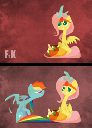 Size: 1632x2285 | Tagged: safe, artist:fluttershythekind, fluttershy, rainbow dash, pegasus, pony, clothes, comic, cornucopia, costume, duo, feather, plucking, rainbow dash is not amused, thanksgiving, unamused