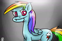 Size: 1800x1200 | Tagged: safe, artist:globalpredatorx, rainbow dash, pegasus, pony, undead, vampire, vampony, blood, solo