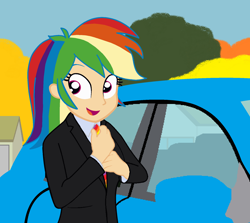 Size: 1812x1615 | Tagged: safe, artist:garretthegarret, rainbow dash, equestria girls, clothes, rainbow dash always dresses in style, solo, suit