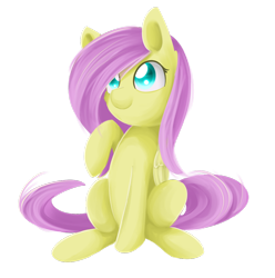 Size: 1024x1033 | Tagged: safe, artist:dusthiel, fluttershy, pegasus, pony, looking away, raised hoof, simple background, sitting, solo, transparent background