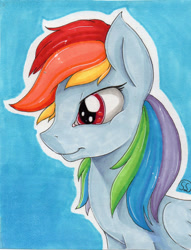 Size: 1690x2212 | Tagged: safe, artist:sparklyon3, derpibooru import, rainbow dash, pegasus, pony, bust, portrait, rcf community, solo, traditional art