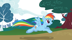 Size: 1920x1080 | Tagged: safe, rainbow dash, pegasus, pony, detailed background, female, mare, official, solo