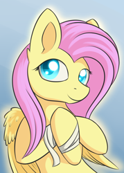 Size: 828x1159 | Tagged: safe, artist:dusthiel, fluttershy, pegasus, pony, bandage, newbie artist training grounds, solo