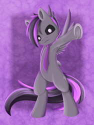 Size: 1024x1360 | Tagged: safe, artist:dusthiel, oc, oc only, oc:ethereal smiles, pegasus, pony, armpits, bipedal, black sclera, necktie, solo