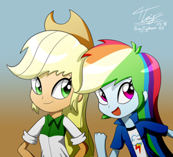 Size: 2200x2000 | Tagged: safe, artist:graytyphoon, derpibooru import, applejack, rainbow dash, equestria girls