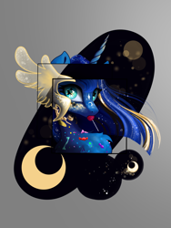 Size: 3096x4128 | Tagged: safe, artist:livitoza, princess luna, alicorn, pony, bust, candy, food, halloween, holiday, lollipop, portrait