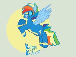 Size: 1024x768 | Tagged: safe, artist:flyonthewings, rainbow blitz, rainbow dash, pegasus, pony, rearing, rule 63, solo, wonderbolts