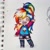 Size: 1036x1036 | Tagged: safe, artist:gummigator, derpibooru import, rainbow dash, human, chibi, clothes, converse, humanized, shoes, sneakers, solo, traditional art