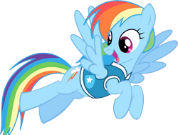 Size: 973x734 | Tagged: artist needed, source needed, safe, rainbow dash, pegasus, pony, winter wrap up, clothes, female, flying, looking back, mare, scene interpretation, simple background, solo, transparent background, vector, vest, weather team, winter wrap up vest