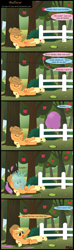 Size: 1335x4537 | Tagged: safe, artist:toxic-mario, derpibooru import, applejack, pinkie pie, rainbow dash, earth pony, pegasus, pony, apple, balloon, balloon popping, comic, partillery, prank, sleeping, tree, water balloon