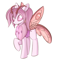 Size: 1320x1385 | Tagged: safe, artist:dusthiel, oc, oc only, oc:bamba, mothpony, original species, female, raised hoof, simple background, solo, transparent background