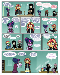 Size: 780x980 | Tagged: safe, artist:crydius, derpibooru import, rainbow dash, sci-twi, sunset shimmer, sweetie belle, twilight sparkle, oc, oc:crydius, equestria girls, actually pretty funny, bait and switch, book, candle, crona, crossover, facepalm, headdesk, oh come on, shipper on deck, shipping denied, skull, soul eater, unsound effect