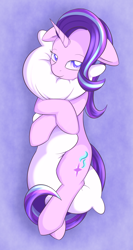 Size: 1521x2861 | Tagged: safe, artist:dusthiel, starlight glimmer, pony, unicorn, colored pupils, female, floppy ears, hug, lidded eyes, looking at you, mare, pillow, pillow hug, solo, starlight day