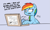 Size: 735x446 | Tagged: safe, artist:shoutingisfun, derpibooru import, rainbow dash, pegasus, pony, angry, annoyed, dialogue, ear fluff, female, food, implied anon, mare, mocking, onomatopoeia, open mouth, pizza, pizza box, simple background, solo, text, vulgar, you're doing it wrong