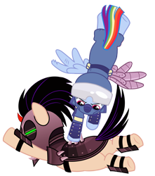 Size: 6455x7296 | Tagged: safe, artist:greenmachine987, derpibooru import, rainbow dash, pegasus, pony, the cutie re-mark, absurd resolution, alternate timeline, amputee, apocalypse dash, armor, augmented, badass, crystal war timeline, glowing eyes, injured, mind control, photoshop, prosthetic limb, prosthetic wing, prosthetics, simple background, sombra soldier, spikes, transparent background, vector, you know for kids