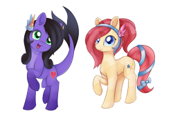 Size: 2080x1419 | Tagged: safe, artist:dusthiel, oc, oc only, oc:bloom flower, oc:luscious melody, crystal pony, original species, pony, shark pony, duo, female, mare, raised hoof, simple background, transparent background