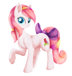 Size: 1061x1108 | Tagged: safe, artist:dusthiel, oc, oc only, oc:crystal rose, crystal pony, pony, bow, female, mare, raised hoof, simple background, solo, tail bow, transparent background