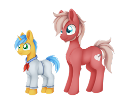 Size: 1024x873 | Tagged: safe, artist:dusthiel, oc, oc only, oc:cold hooves, oc:zephoryn, earth pony, pony, unicorn, clothes, colt, male, sailor uniform, simple background, stallion, transparent background