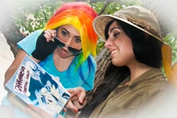 Size: 960x640 | Tagged: safe, artist:magyktrix, daring do, rainbow dash, human, cosplay, irl, irl human, photo