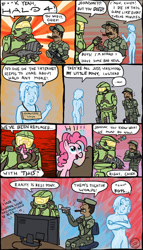 Size: 500x875 | Tagged: safe, derpibooru import, derpy hooves, fluttershy, pinkie pie, rainbow dash, human, comic, cortana, crossover, halo (series), john-117, master chief