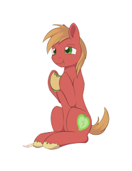 Size: 1306x1691 | Tagged: safe, artist:dusthiel, big macintosh, pony, atg 2017, big mac (burger), burger, eating, food, hamburger, hay burger, male, mcdonald's, newbie artist training grounds, simple background, sitting, solo, stallion, transparent background