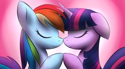 Size: 1960x1080 | Tagged: safe, artist:dshou, rainbow dash, twilight sparkle, pegasus, pony, female, lesbian, shipping, twidash