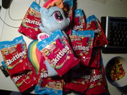 Size: 1280x960 | Tagged: safe, rainbow dash, irl, nici, plushie, skittles, taste the rainbow