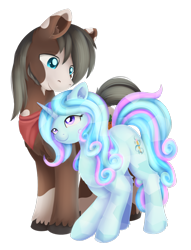 Size: 1024x1337 | Tagged: safe, artist:dusthiel, oc, oc only, oc:clover patch, oc:winter doodle, pony, unicorn, female, male, mare, simple background, smiling, stallion, straight, transparent background, winterpatch
