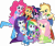 Size: 4471x3758 | Tagged: safe, artist:sketchmcreations, derpibooru import, applejack, fluttershy, pinkie pie, rainbow dash, rarity, sci-twi, spike, spike the regular dog, sunset shimmer, twilight sparkle, dog, equestria girls, friendship games, absurd resolution, group photo, group shot, right there in front of me, simple background, transparent background, vector