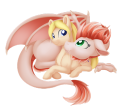 Size: 954x838 | Tagged: safe, artist:dusthiel, oc, oc only, oc:ariel radiance, oc:proba, dragon, pony, duo