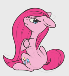 Size: 887x972 | Tagged: safe, artist:dusthiel, pinkie pie, pony, angry, colored sketch, crossed arms, female, frown, looking back, nose wrinkle, pinkamena diane pie, scowl, sitting, solo