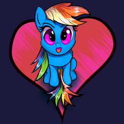 Size: 1200x1200 | Tagged: safe, artist:xbi, derpibooru import, rainbow dash, pegasus, pony, cute, heart, heart mouth, looking at you, sitting, solo