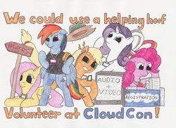 Size: 3507x2550 | Tagged: safe, artist:enigmaticthief, derpibooru import, applejack, fluttershy, pinkie pie, rainbow dash, rarity, earth pony, pegasus, pony, unicorn, cloudsdale congress, traditional art