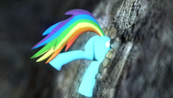 Size: 1366x768 | Tagged: safe, artist:sinkingstone, rainbow dash, pegasus, pony, 3d, bottom, buttstuck, gmod, plot, solo, stuck